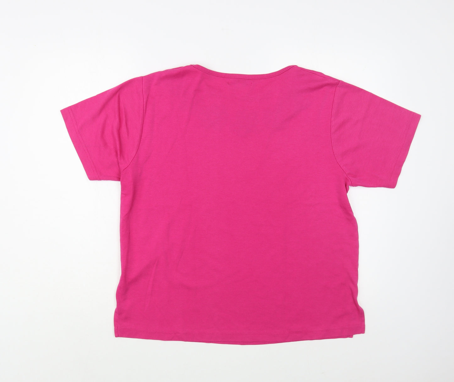 Annabelle Womens Pink  Cotton Basic T-Shirt Size M Roll Neck