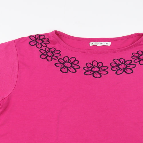 Annabelle Womens Pink  Cotton Basic T-Shirt Size M Roll Neck