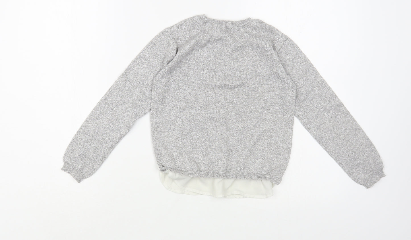 Primark Girls Silver Crew Neck  Polyester Pullover Jumper Size 6-7 Years  Pullover - Shine