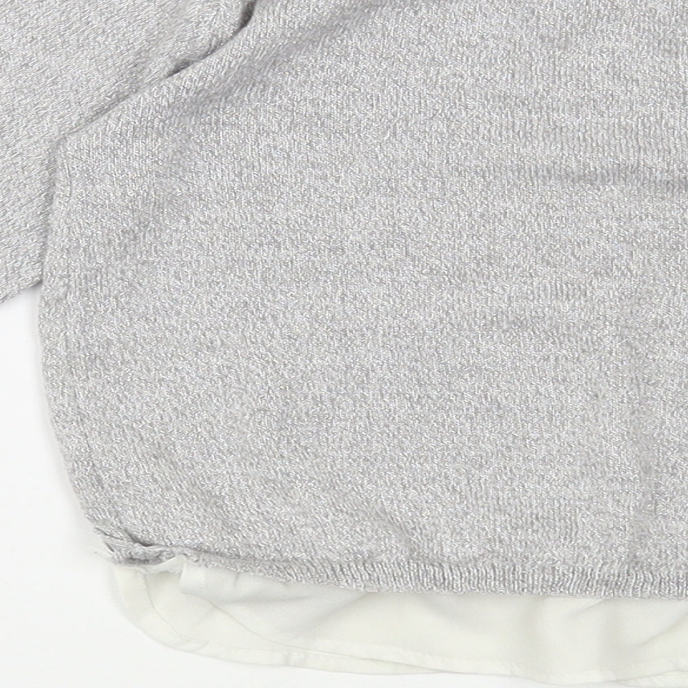 Primark Girls Silver Crew Neck  Polyester Pullover Jumper Size 6-7 Years  Pullover - Shine