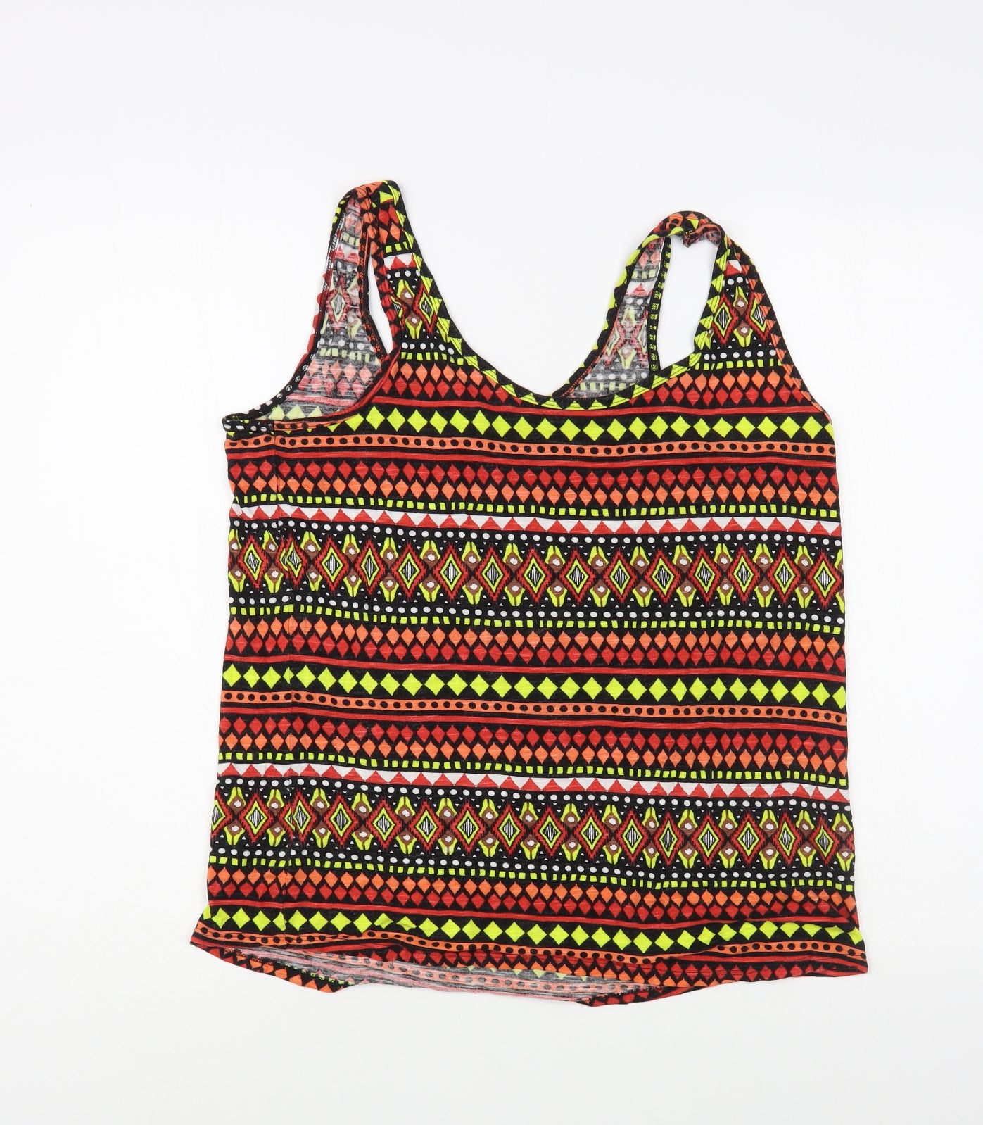 George Womens Multicoloured Geometric Viscose Basic Tank Size 14 Scoop Neck