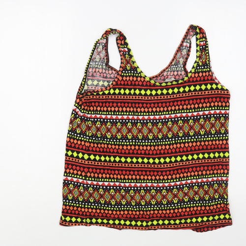 George Womens Multicoloured Geometric Viscose Basic Tank Size 14 Scoop Neck