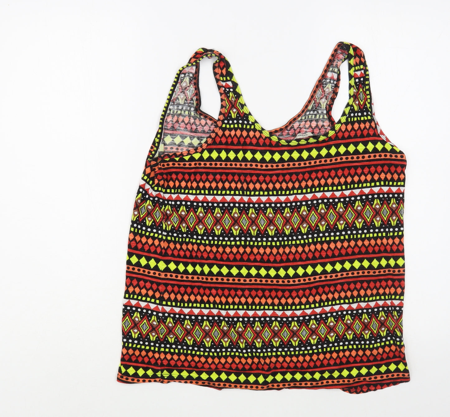 George Womens Multicoloured Geometric Viscose Basic Tank Size 14 Scoop Neck