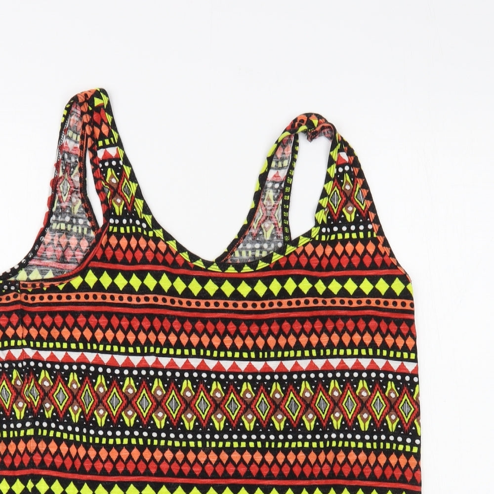 George Womens Multicoloured Geometric Viscose Basic Tank Size 14 Scoop Neck
