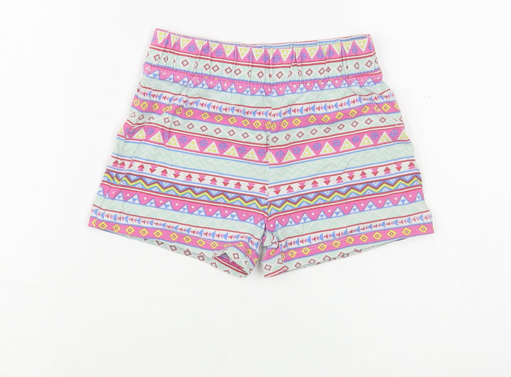 Dunnes Stores Girls Multicoloured Geometric Cotton Bermuda Shorts Size 6 Years Regular