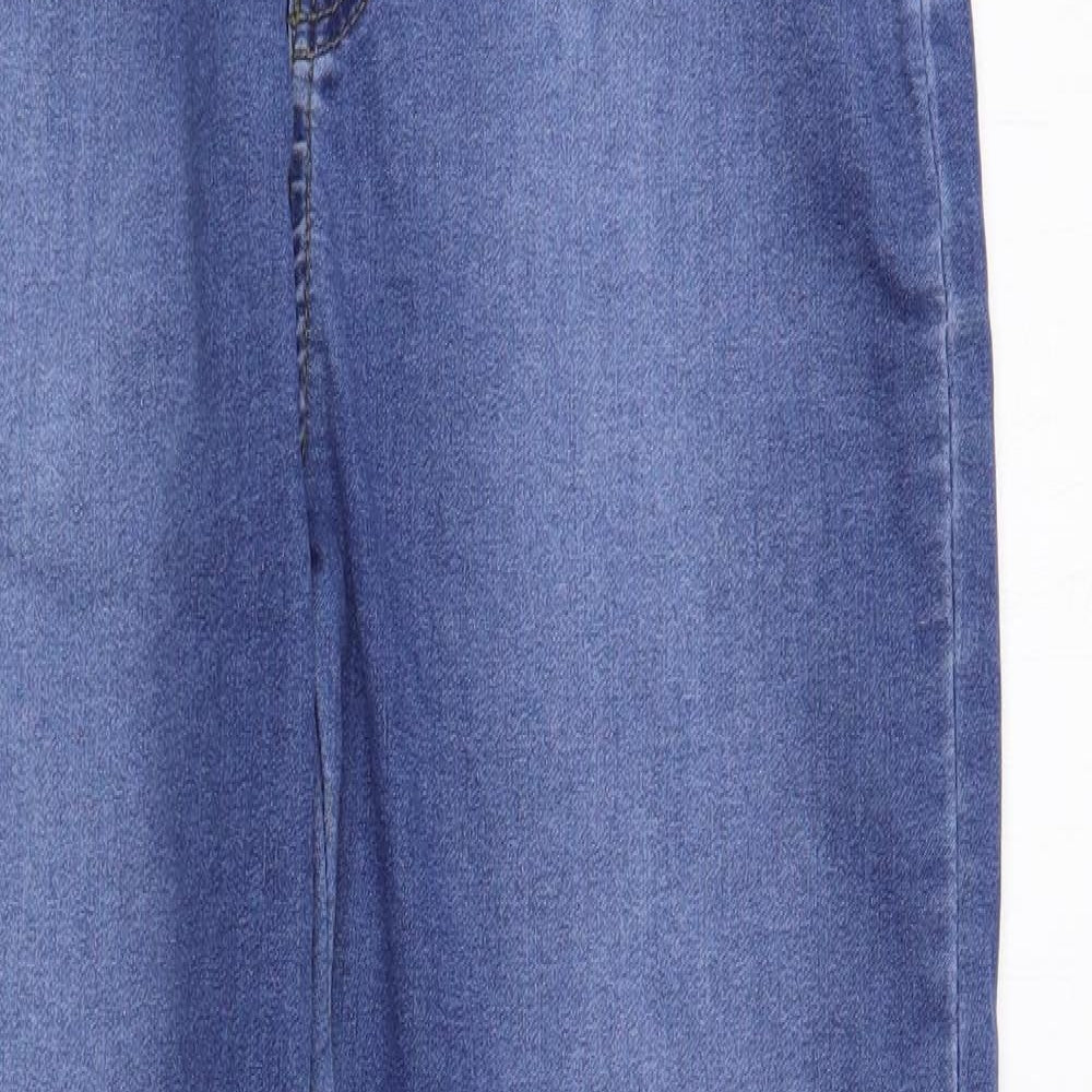 Boohoo Womens Blue  Cotton Skinny Jeans Size 14 L30 in Regular Button