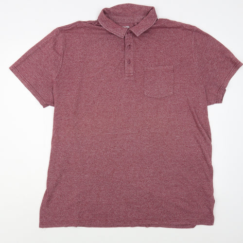 George Mens Red  Polyester  Polo Size 2XL Collared Button