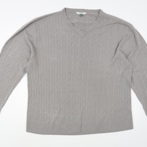 Harbour Classic Mens Grey V-Neck  Acrylic Pullover Jumper Size 2XL