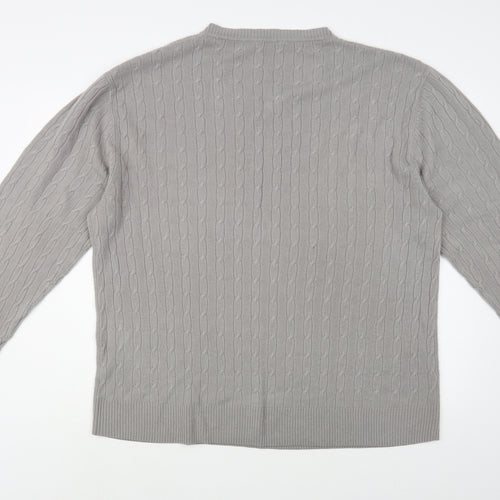 Harbour Classic Mens Grey V-Neck  Acrylic Pullover Jumper Size 2XL