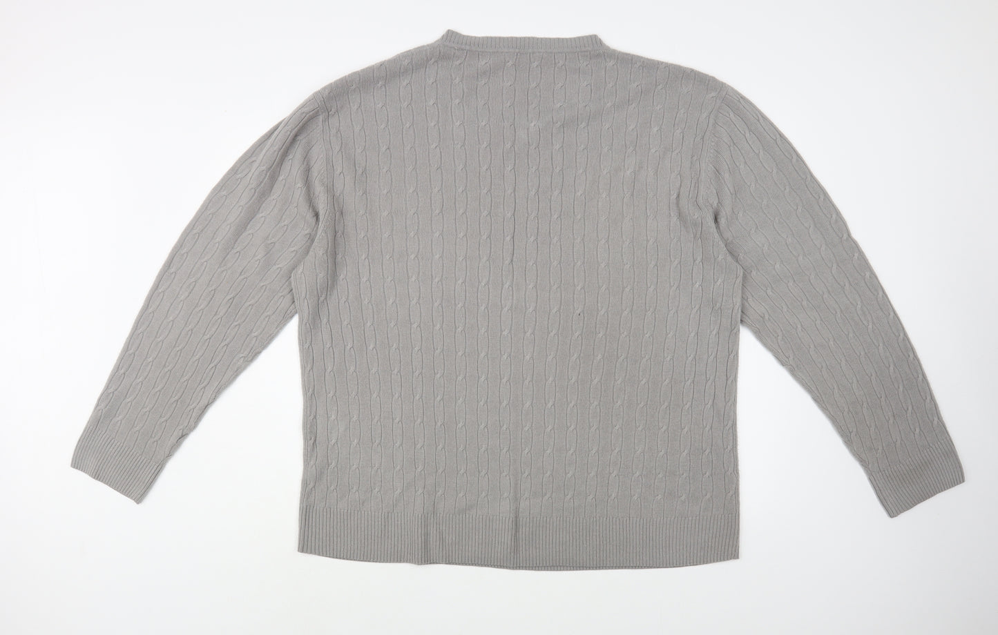 Harbour Classic Mens Grey V-Neck  Acrylic Pullover Jumper Size 2XL