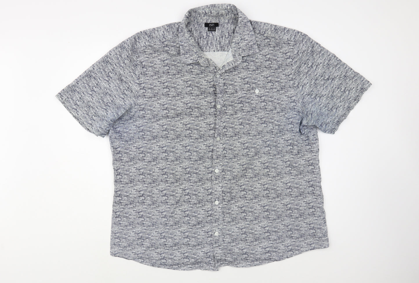 F&F Mens Blue  Cotton  Button-Up Size 2XL Collared Button