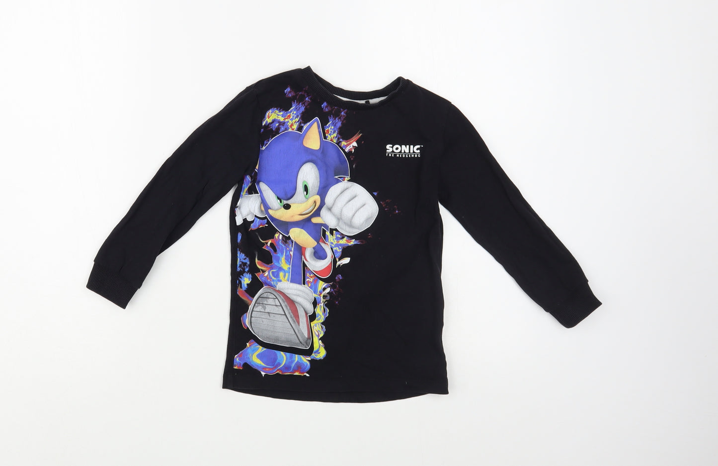 NEXT Boys Black  Cotton Pullover T-Shirt Size 4 Years Crew Neck Pullover - Sonic The Hedgehog