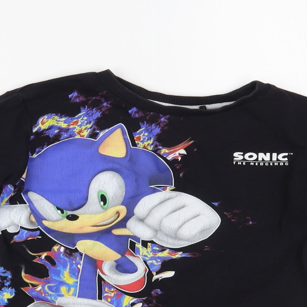 NEXT Boys Black  Cotton Pullover T-Shirt Size 4 Years Crew Neck Pullover - Sonic The Hedgehog