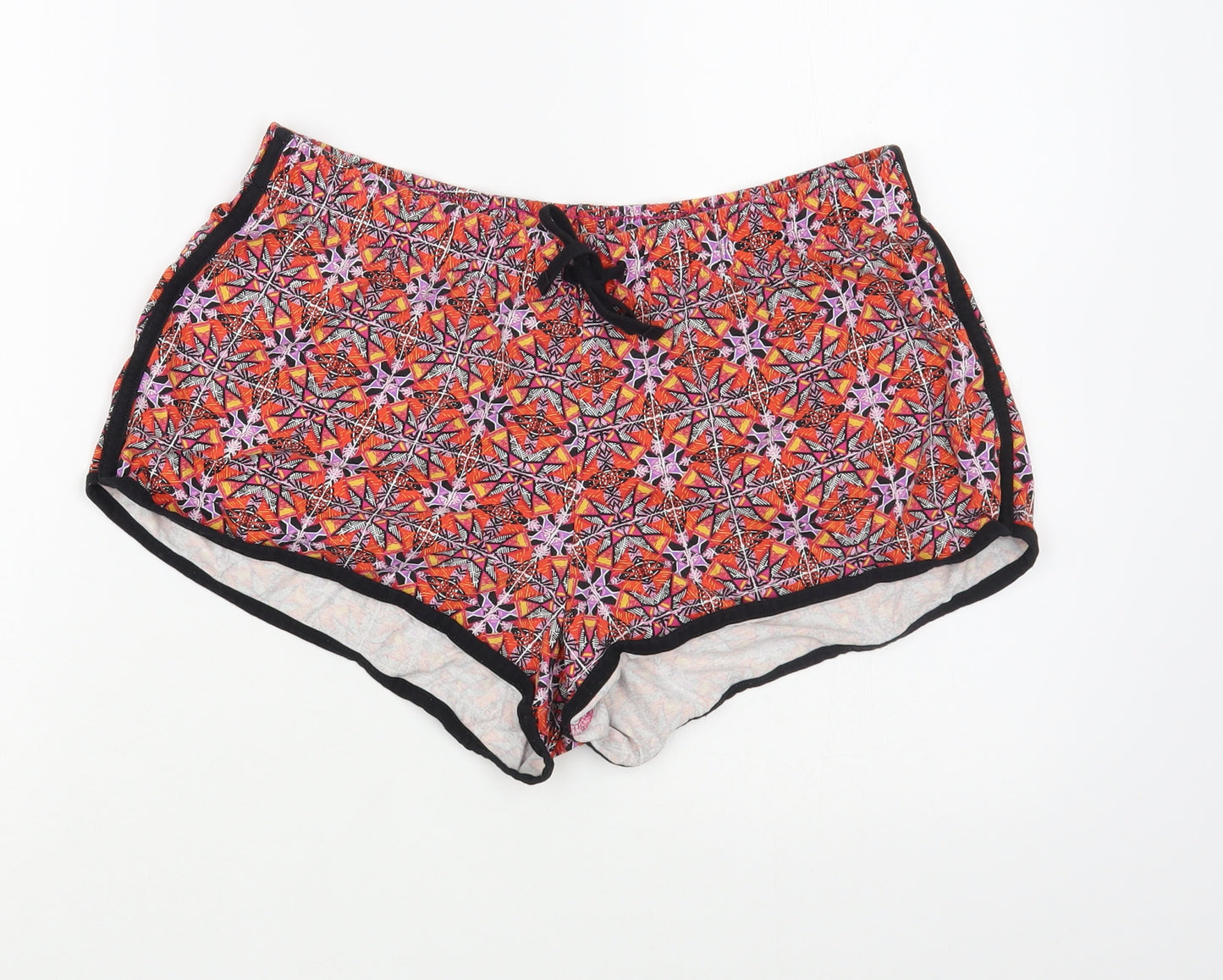 George Womens Red Geometric Cotton Hot Pants Shorts Size 14 L3 in Regular Drawstring