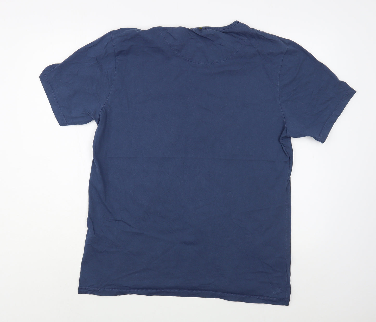 Pretty Green Mens Blue  Cotton  T-Shirt Size XL Crew Neck