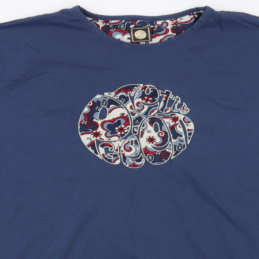 Pretty Green Mens Blue  Cotton  T-Shirt Size XL Crew Neck
