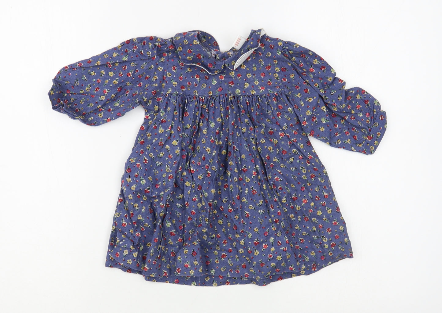 Adams Baby Blue Floral Cotton A-Line  Size 6-9 Months  Collared Button