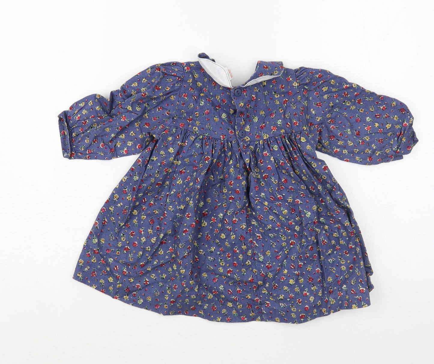 Adams Baby Blue Floral Cotton A-Line  Size 6-9 Months  Collared Button