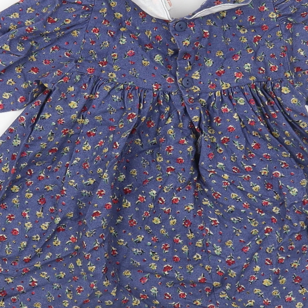 Adams Baby Blue Floral Cotton A-Line  Size 6-9 Months  Collared Button