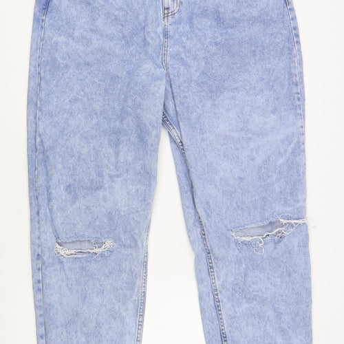 ASOS Womens Blue  Cotton Mom Jeans Size 36 in L32 in Regular Button