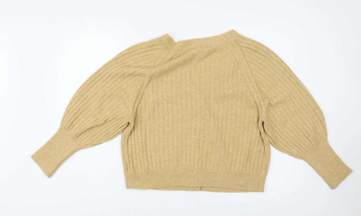 George Womens Beige V-Neck  Acrylic Cardigan Jumper Size 16