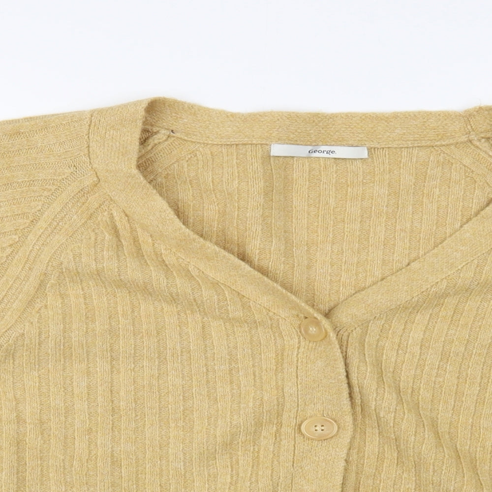 George Womens Beige V-Neck  Acrylic Cardigan Jumper Size 16