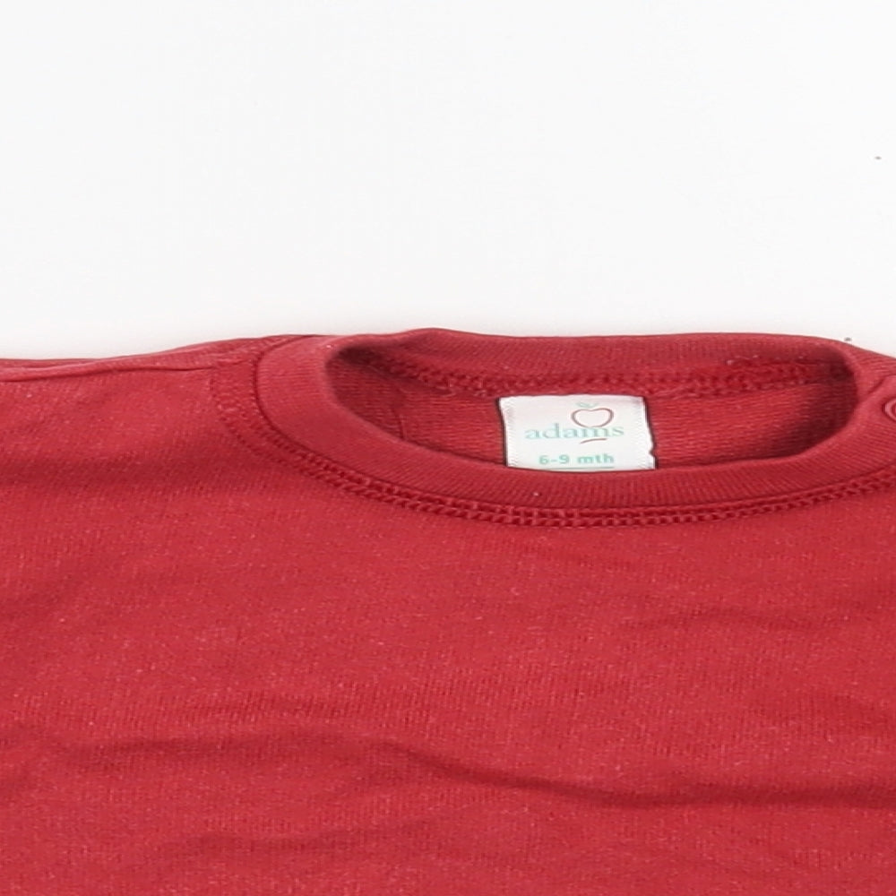 Adams Baby Red  Cotton Pullover Jumper Size 6-9 Months  Snap