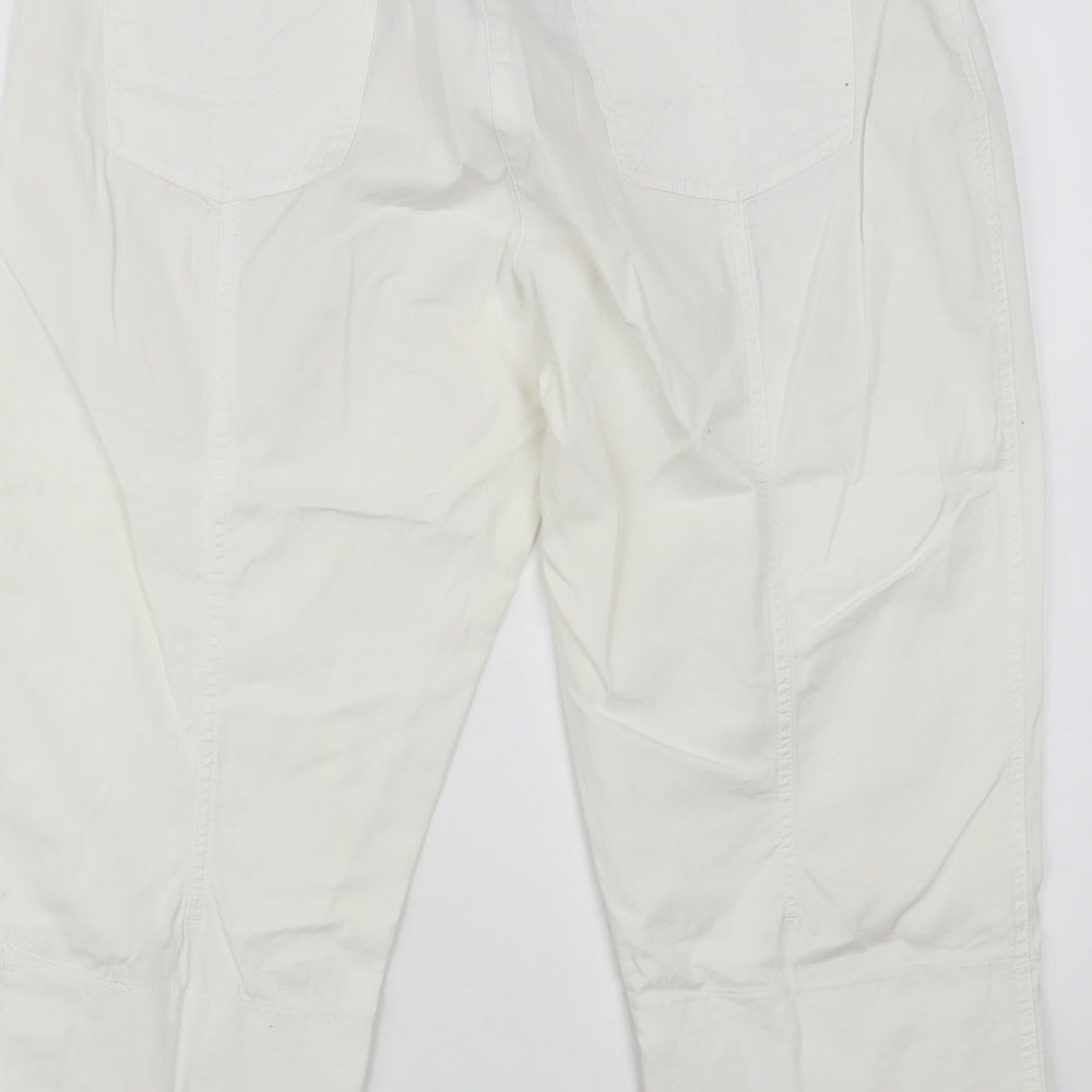 Daily Women Womens White  Cotton Cropped Trousers Size 14 L21 in Regular Button