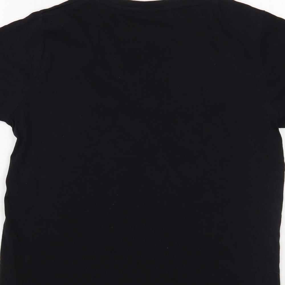 New Look Womens Black  Cotton Basic T-Shirt Size 10 Crew Neck