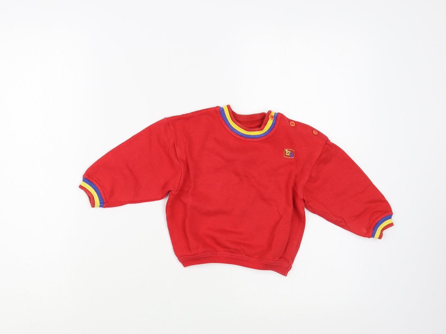 Marks and Spencer Baby Red  Cotton Pullover Jumper Size 9-12 Months  Button