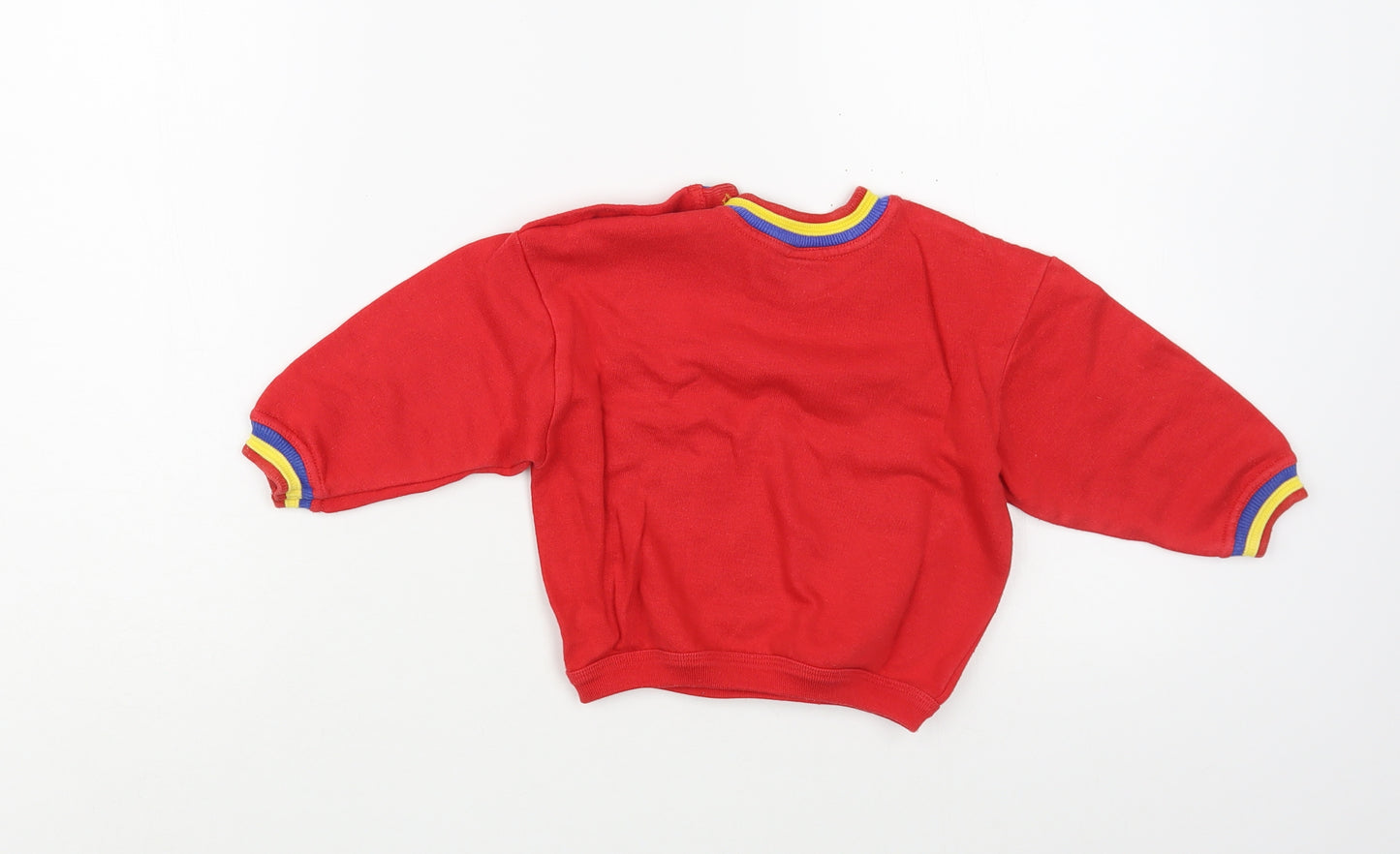 Marks and Spencer Baby Red  Cotton Pullover Jumper Size 9-12 Months  Button