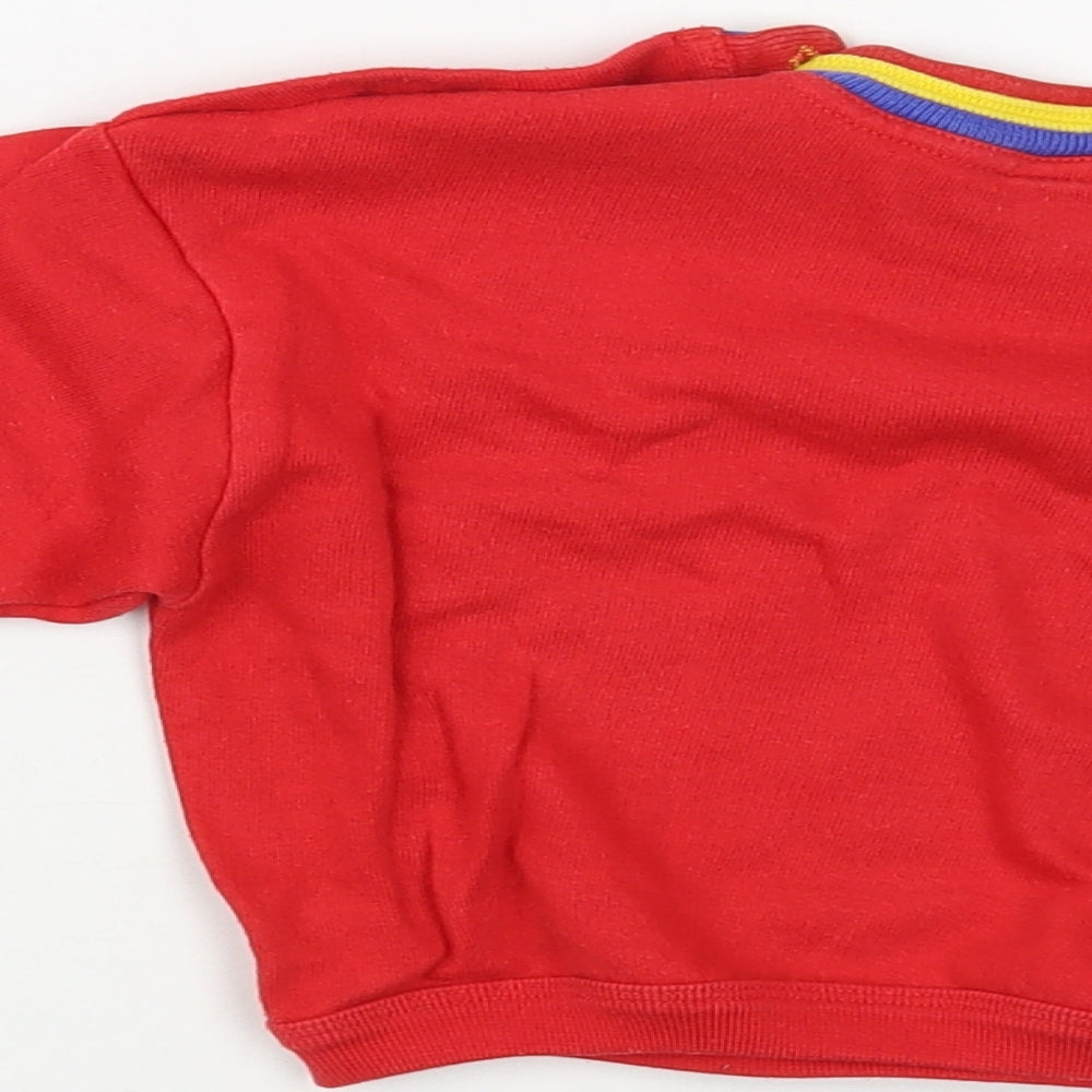 Marks and Spencer Baby Red  Cotton Pullover Jumper Size 9-12 Months  Button