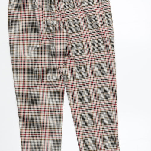 Marks and Spencer Womens Pink Plaid Polyester Dress Pants Trousers Size 10 L26 in Regular Hook & Eye