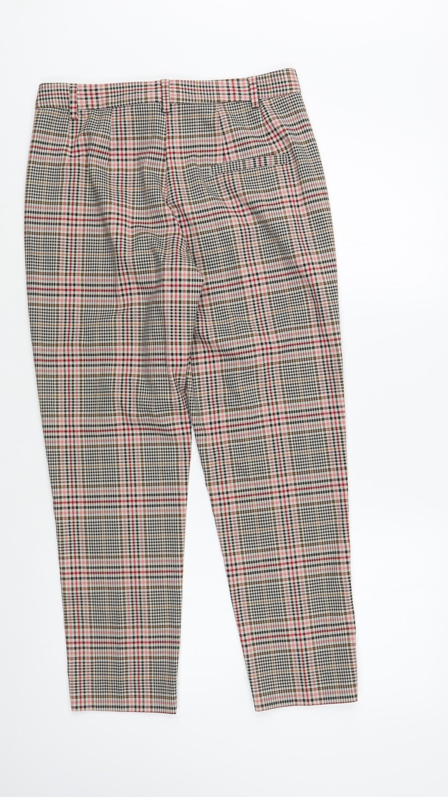 Marks and Spencer Womens Pink Plaid Polyester Dress Pants Trousers Size 10 L26 in Regular Hook & Eye