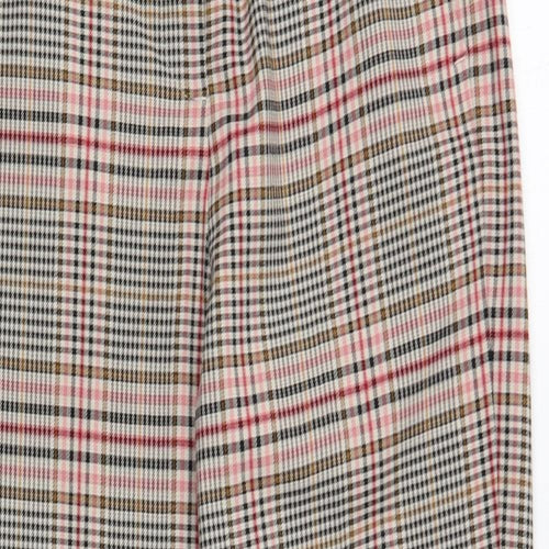 Marks and Spencer Womens Pink Plaid Polyester Dress Pants Trousers Size 10 L26 in Regular Hook & Eye