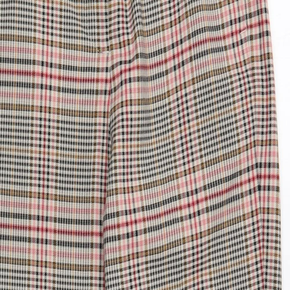 Marks and Spencer Womens Pink Plaid Polyester Dress Pants Trousers Size 10 L26 in Regular Hook & Eye