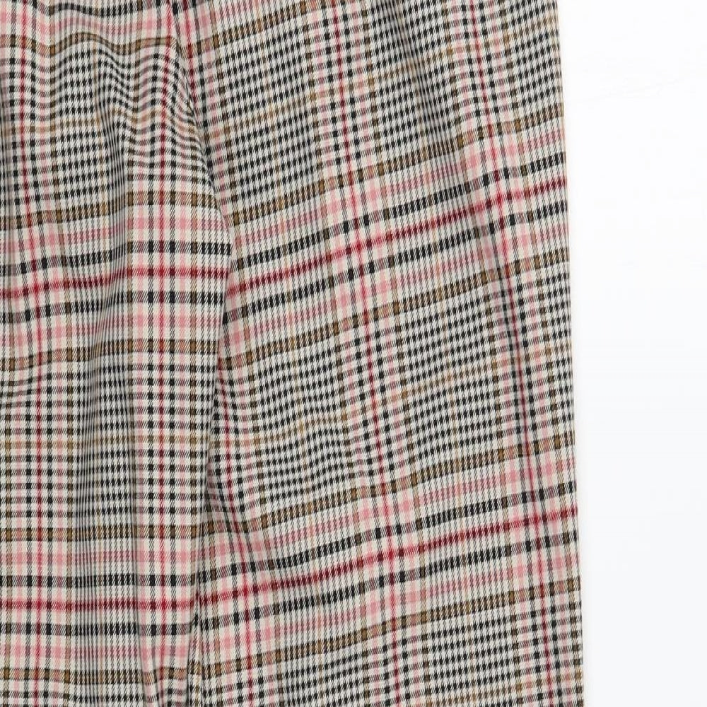 Marks and Spencer Womens Pink Plaid Polyester Dress Pants Trousers Size 10 L26 in Regular Hook & Eye
