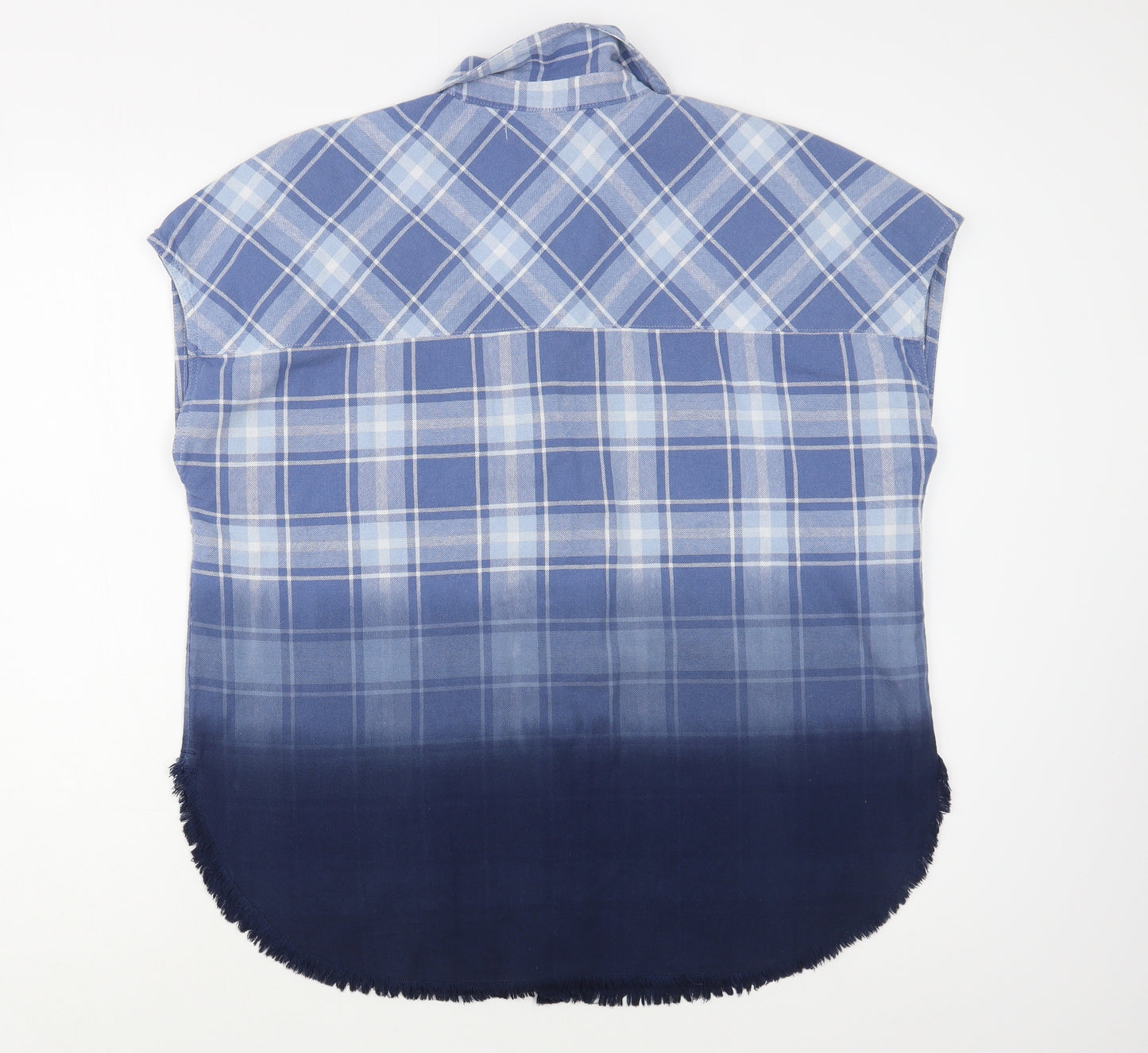 NEXT Womens Blue Plaid Cotton Basic Button-Up Size 12 Collared