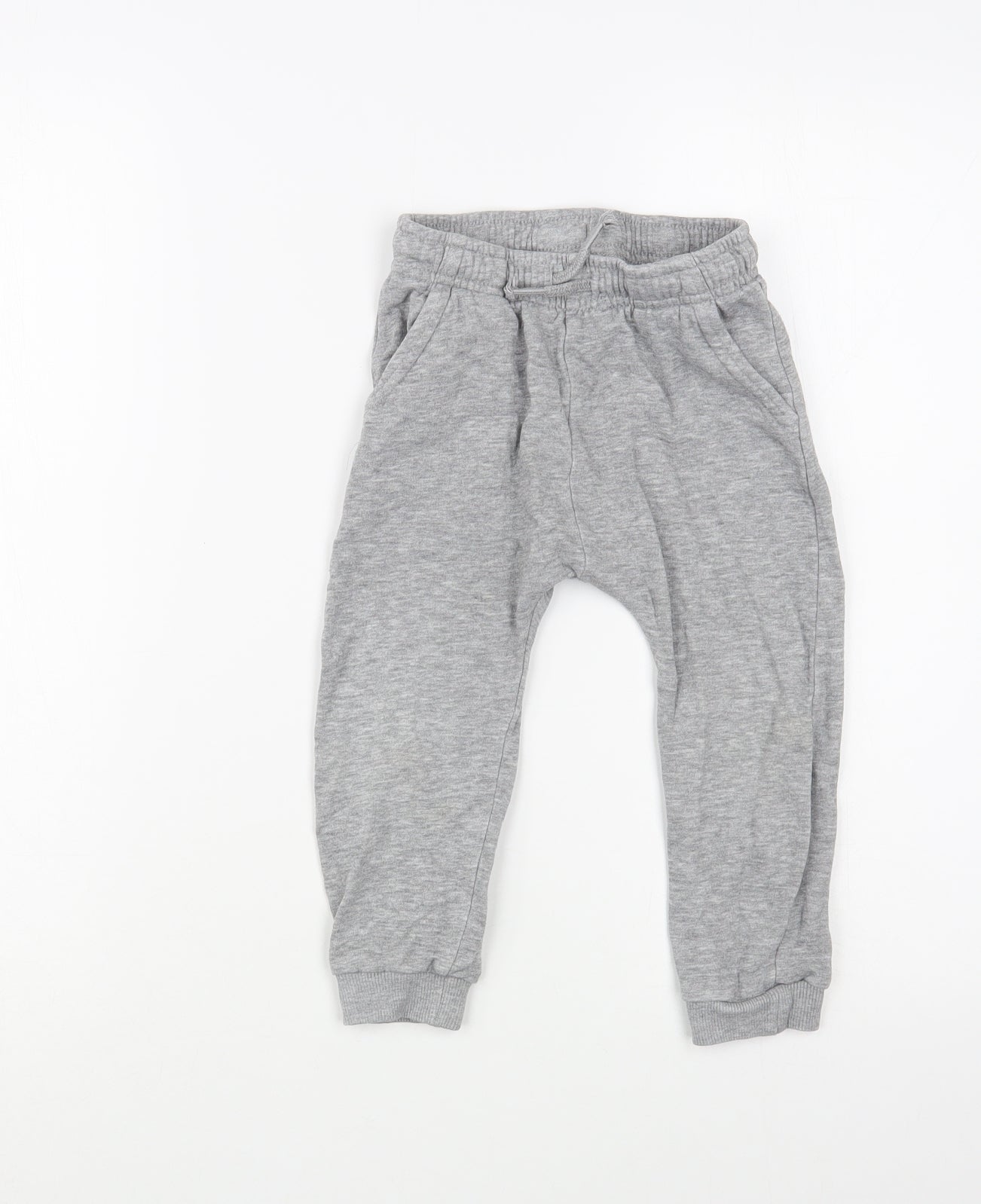 George Boys Grey  Cotton Jogger Trousers Size 2-3 Years  Regular Drawstring