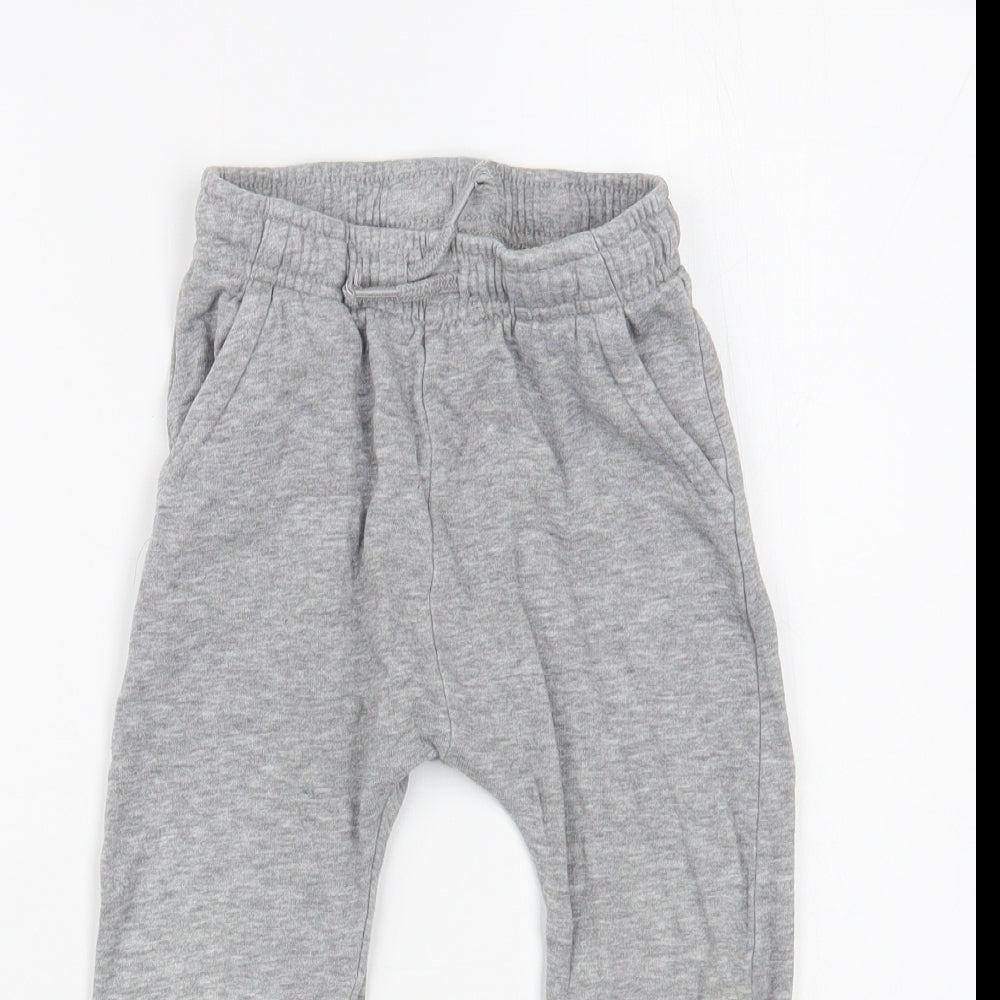 George Boys Grey  Cotton Jogger Trousers Size 2-3 Years  Regular Drawstring