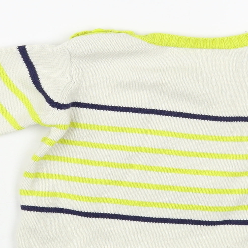 DP...am Baby Ivory Striped Cotton Pullover Jumper Size 12-18 Months  Button - Octopus