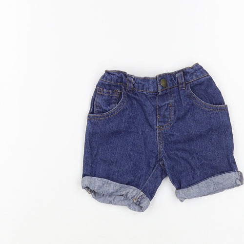 Primark Baby Blue  Cotton Cropped Trousers Size 9-12 Months  Snap