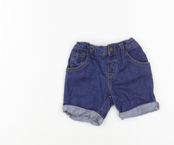 Primark Baby Blue  Cotton Cropped Trousers Size 9-12 Months  Snap