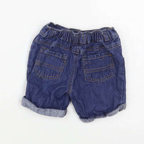 Primark Baby Blue  Cotton Cropped Trousers Size 9-12 Months  Snap