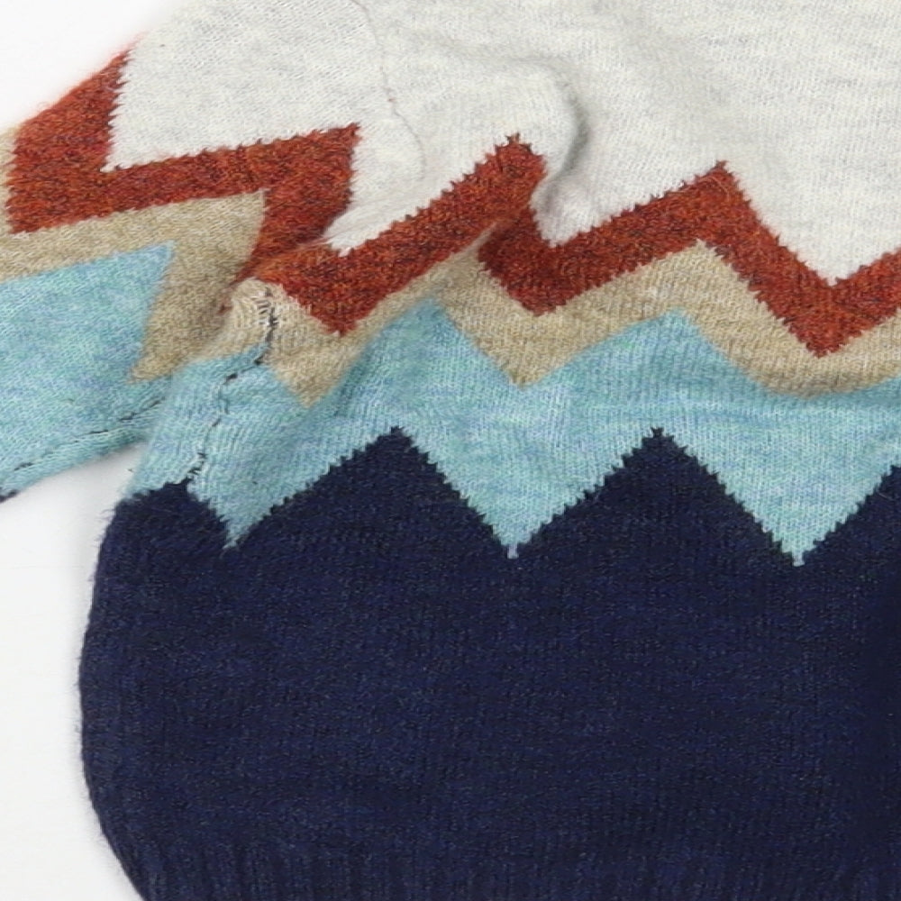 Marks and Spencer Boys Multicoloured Crew Neck Geometric Acrylic Pullover Jumper Size 2-3 Years  Pullover
