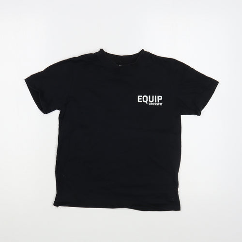Equip Boys Black  Cotton Basic T-Shirt Size 9-10 Years Crew Neck Pullover