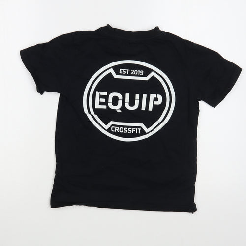 Equip Boys Black  Cotton Basic T-Shirt Size 9-10 Years Crew Neck Pullover