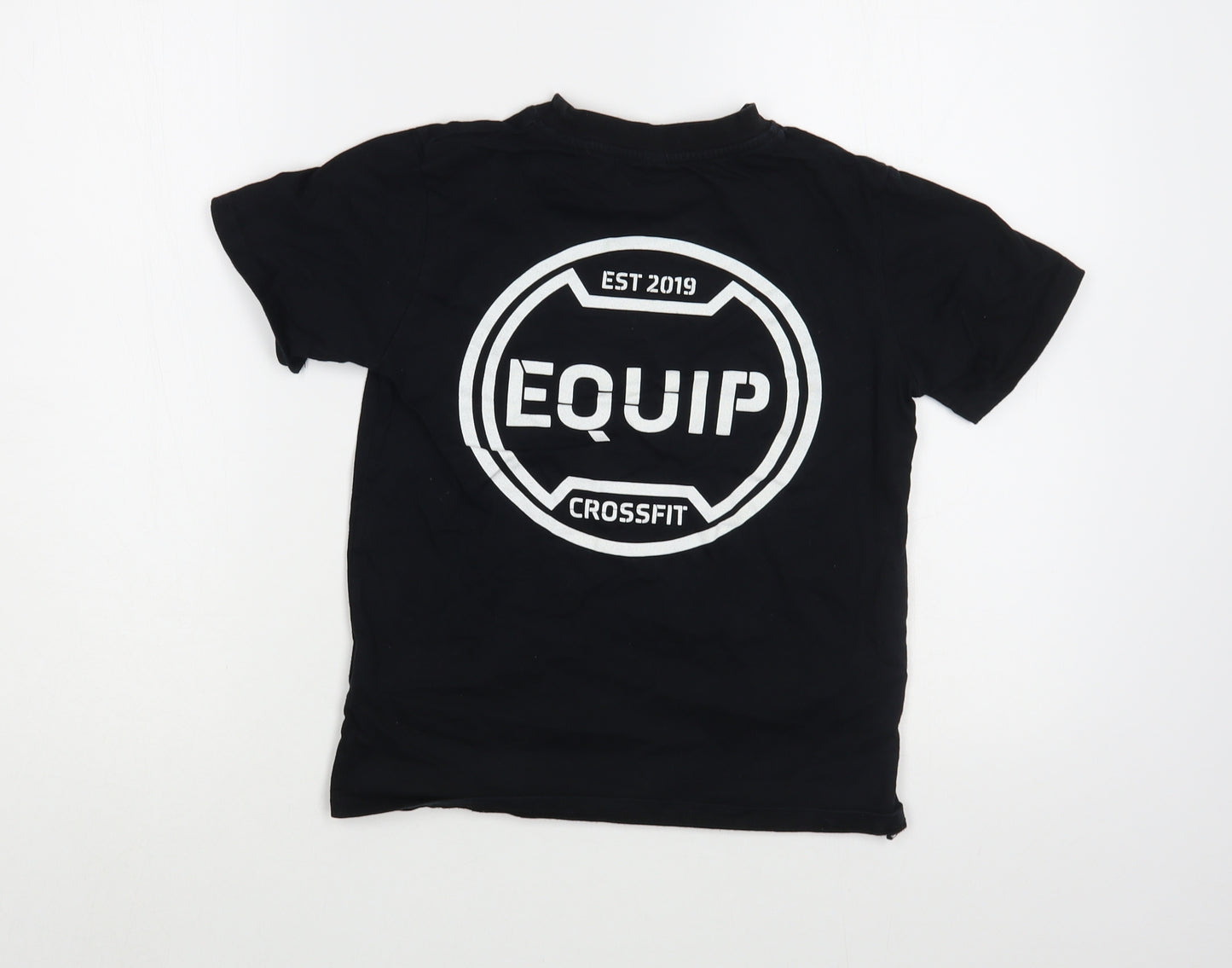 Equip Boys Black  Cotton Basic T-Shirt Size 9-10 Years Crew Neck Pullover