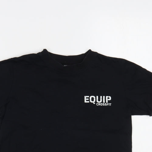 Equip Boys Black  Cotton Basic T-Shirt Size 9-10 Years Crew Neck Pullover