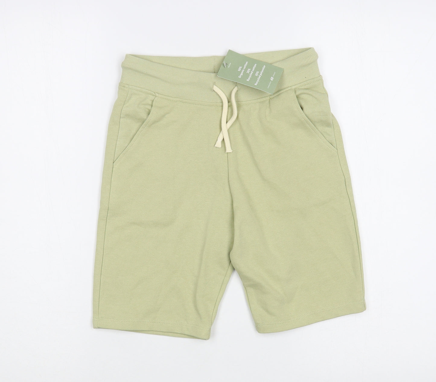 H&M Boys Green  Cotton Sweat Shorts Size 9-10 Years  Regular Drawstring